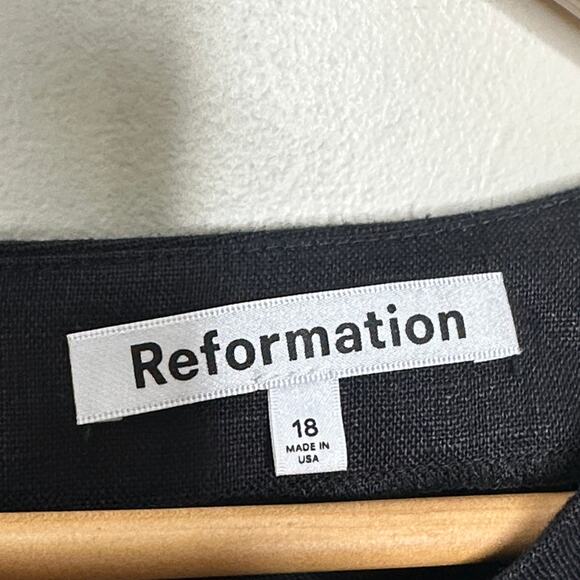 REFORMATION Citron Linen Shift Dress Black Sz 18 {B54} - Picture 5 of 6